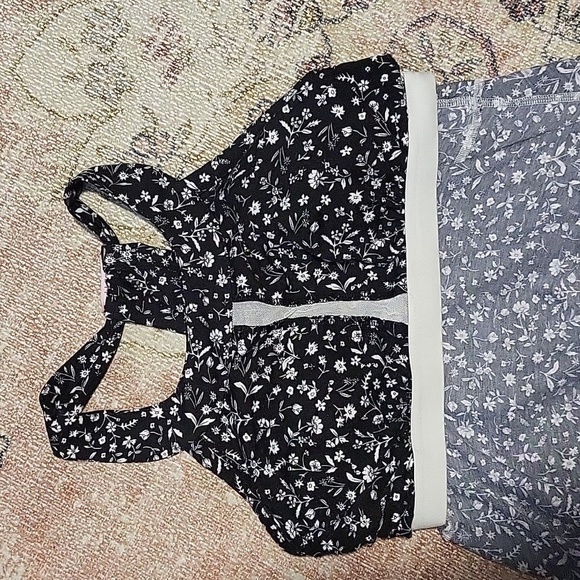 Krimson Klover Black White Floral Padded Shelf Bra Hidden Pocket Sundres Size L - Picture 10 of 15